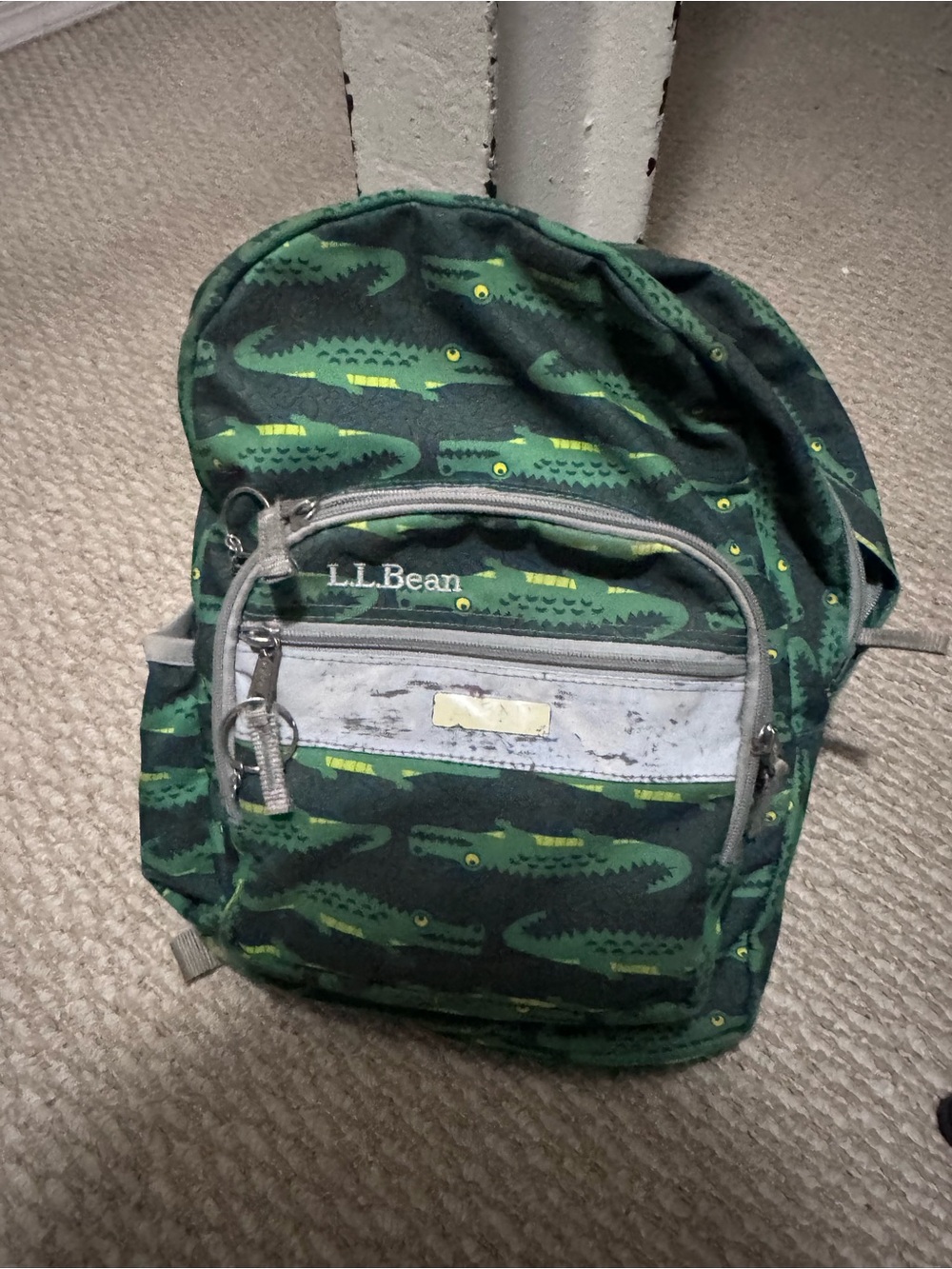 L.L. Bean Green Alligator Kids Backpack